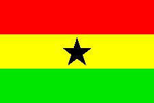 The Flag of Ghana: Red for those who died; Gold for the wealth; Green for the land; and a Black star for freedom.